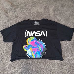 NASA Black Crop-top with Neon Astronaut